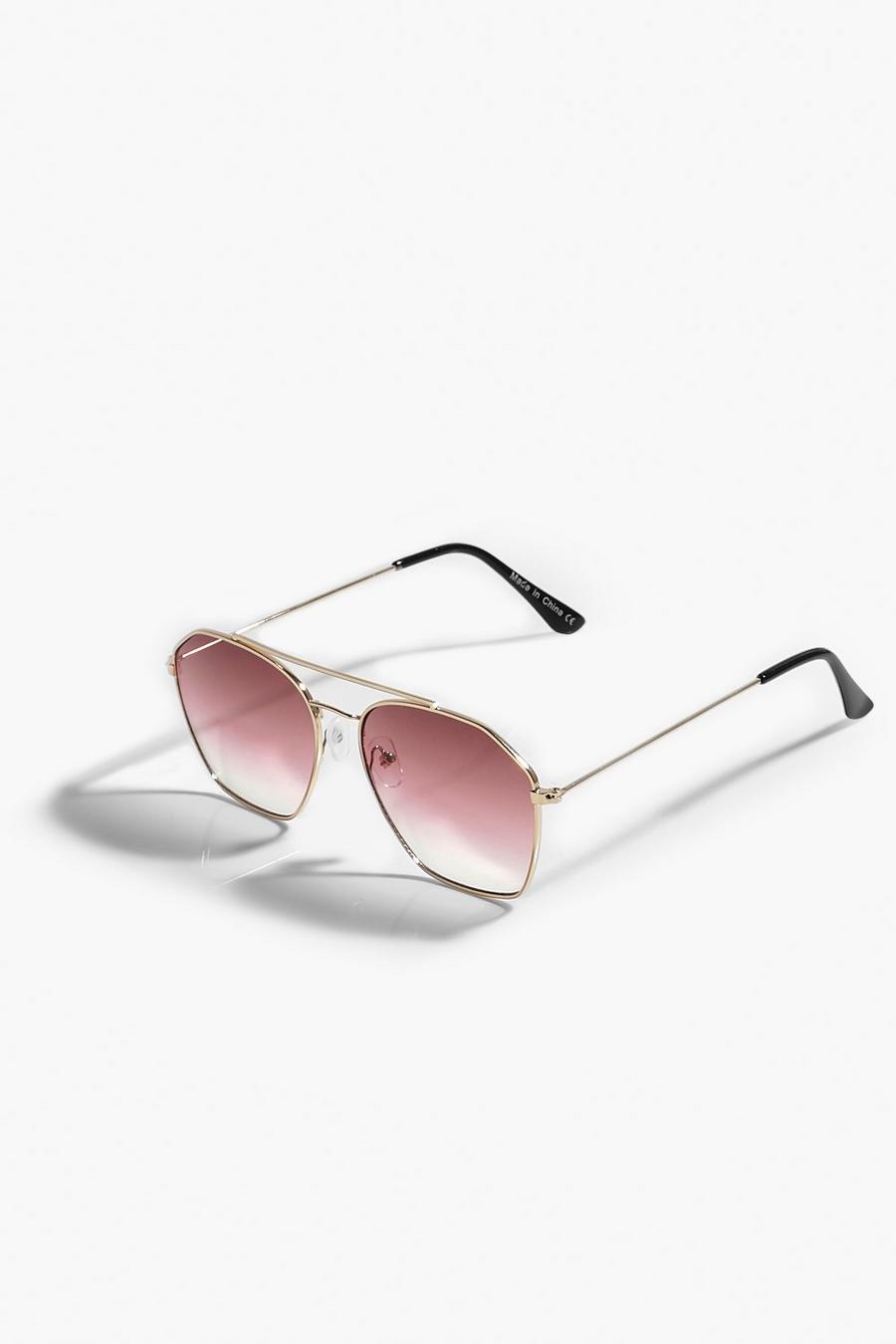 Aviator Pink Tint Metal Frame Sunglasses image number 1