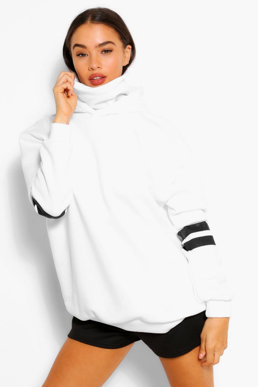 Arm Stripe Detail Overszied Hoody With Snood image number 1