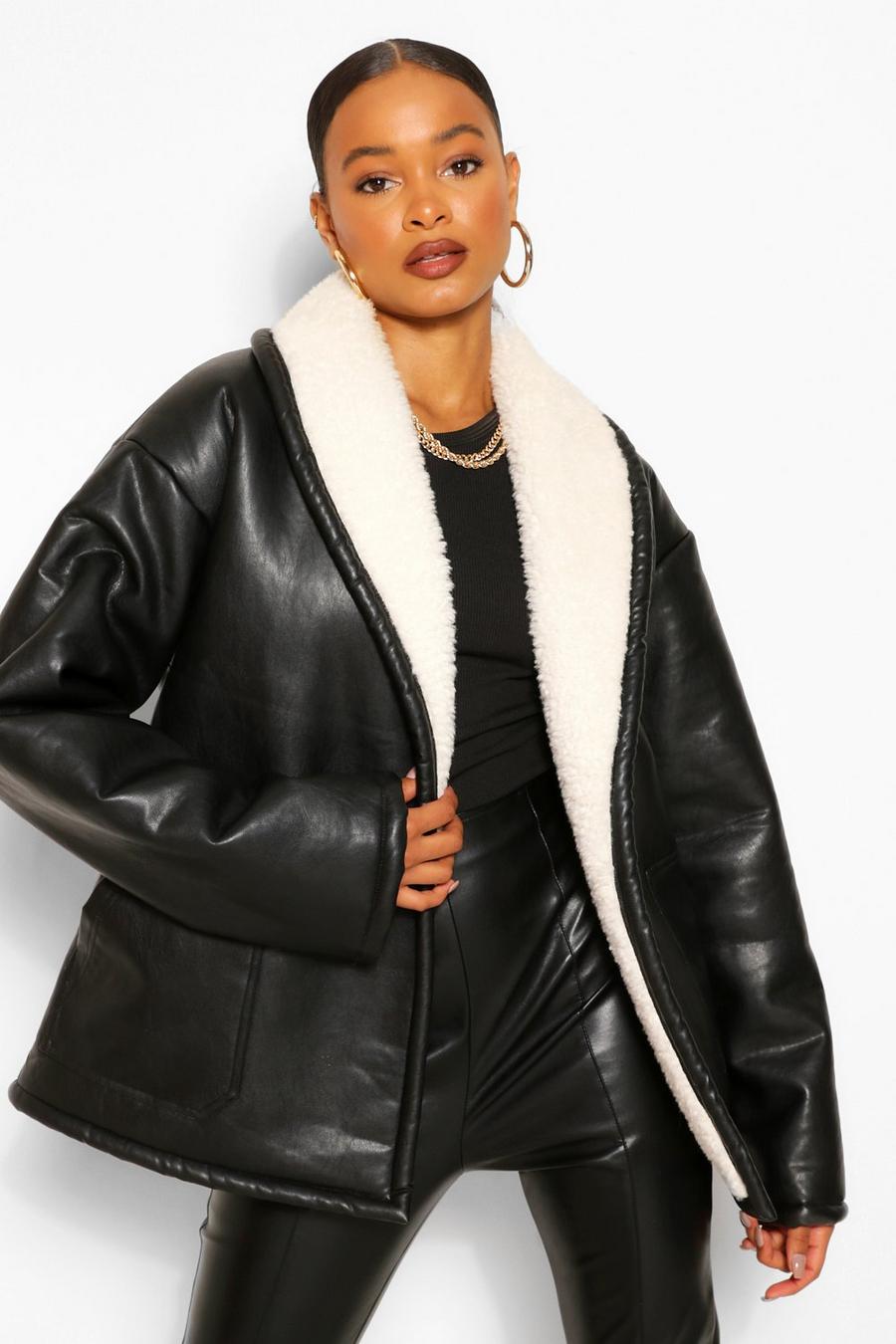 Faux Leather Belted Jacket | boohoo