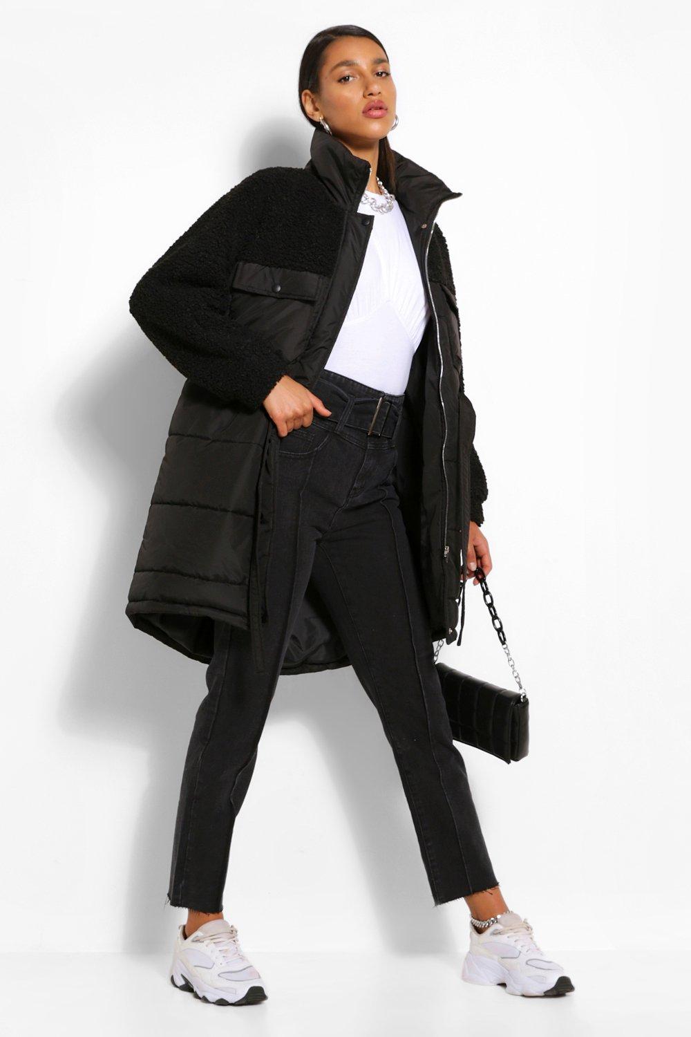 longline belted puffer jacket