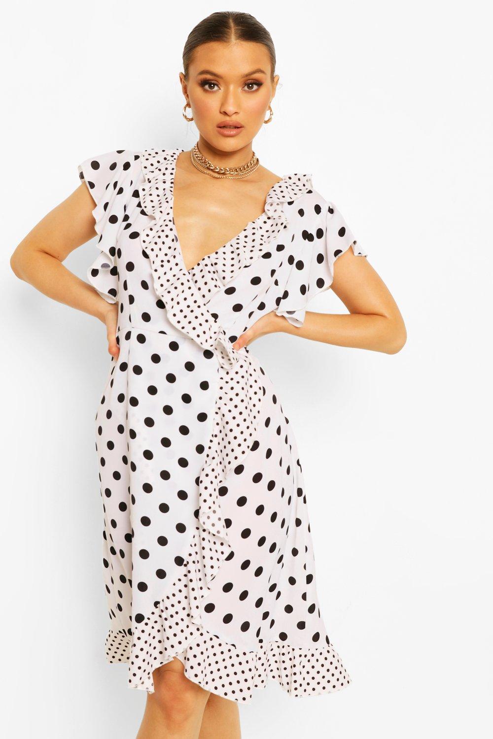 white polka dot tea dress