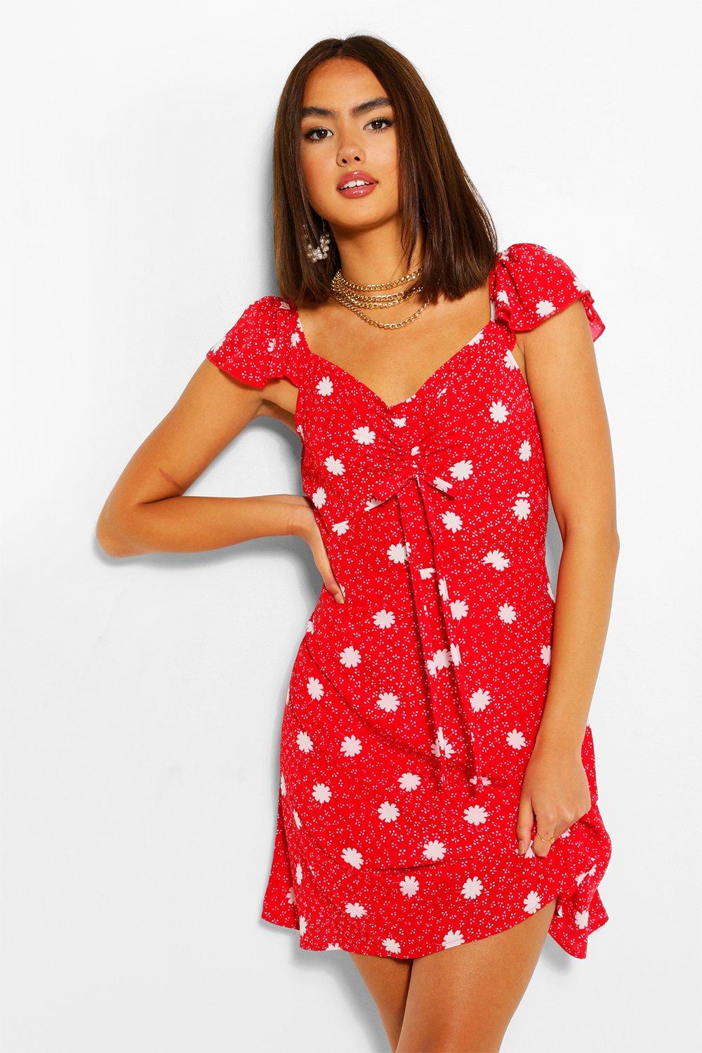 boohoo red spotty dress