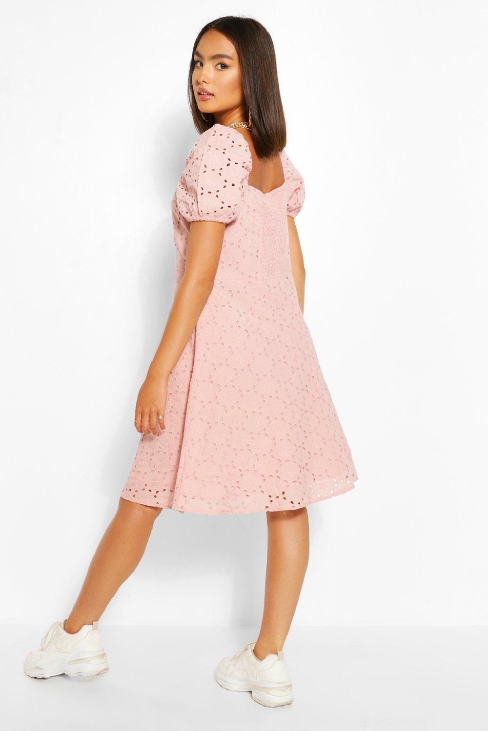 Broderie Button Through Skater Dress