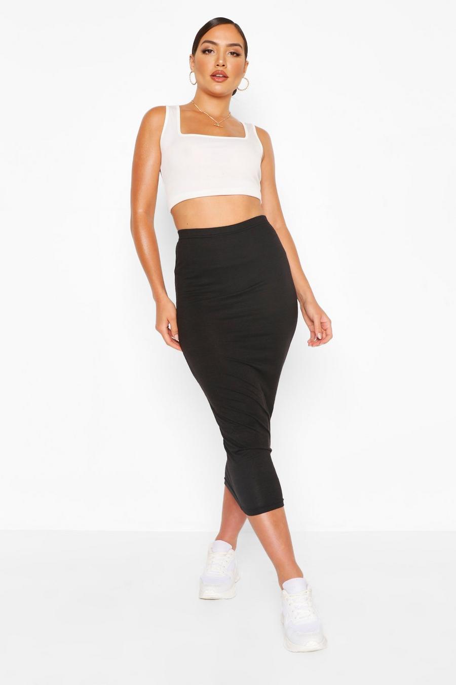 Black Basic High Waist Midaxi Skirt image number 1