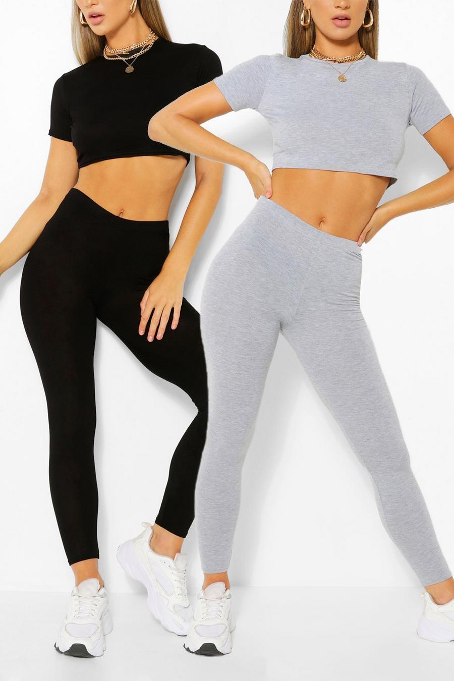 2 Pack Crop And Legging Two-Piece Set | boohoo