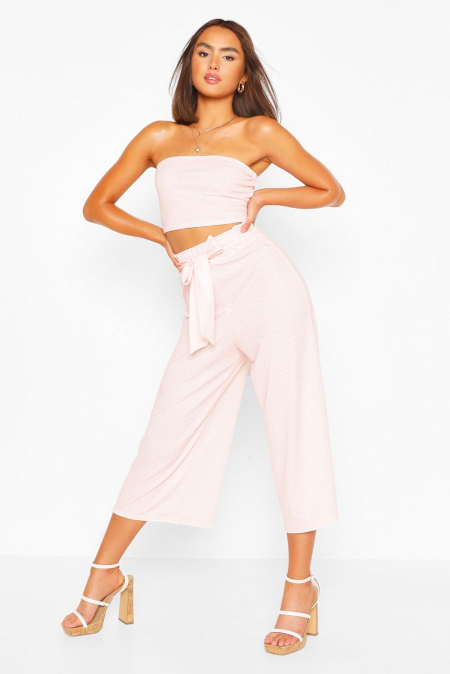 Bandeau Top Met Stippen En Culottes Set image number 1