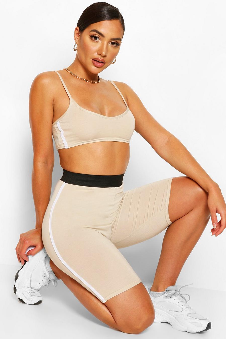 Side Stripe Bralet & Cycling Shorts Co-ord image number 1