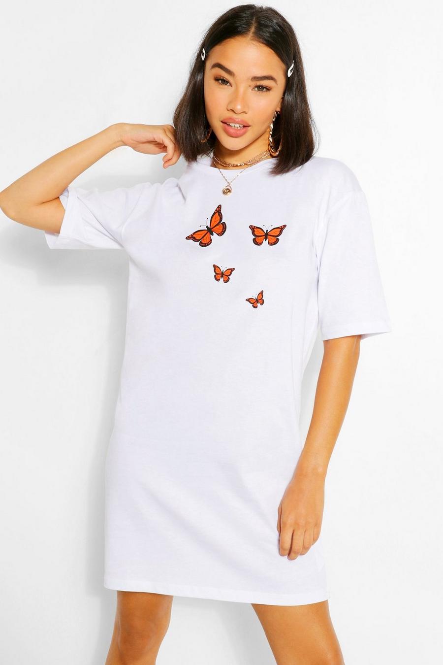 Vestido estilo camiseta con estampado de mariposas image number 1