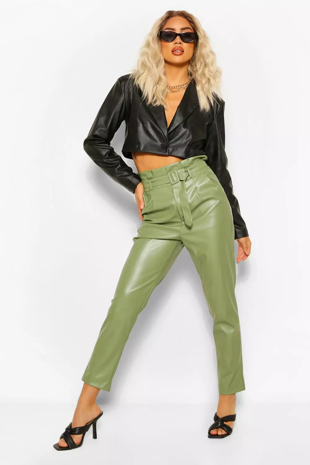 Slim fit paperbag trousers store