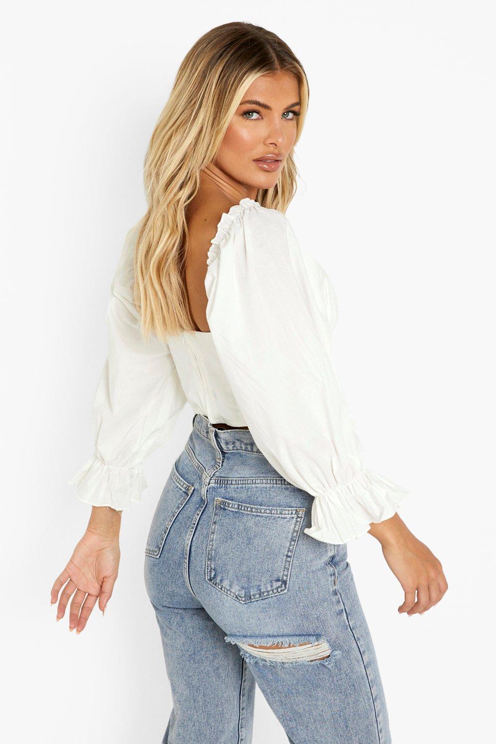 Boohoo white 2024 bardot top