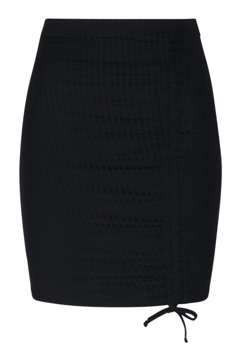 Ruched Side Jumbo Rib Mini Skirt boohoo CA