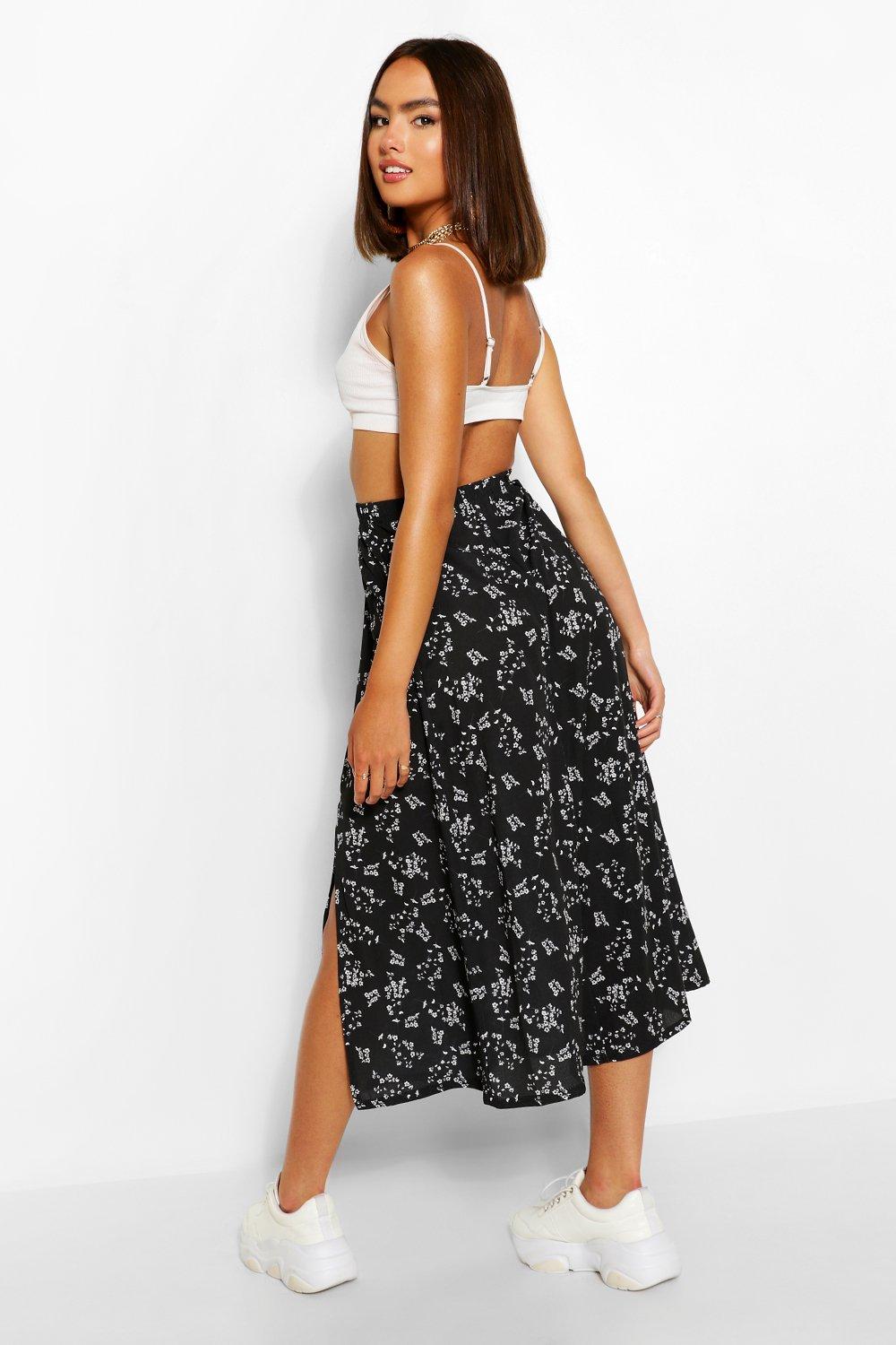 Floral midi skirt boohoo best sale