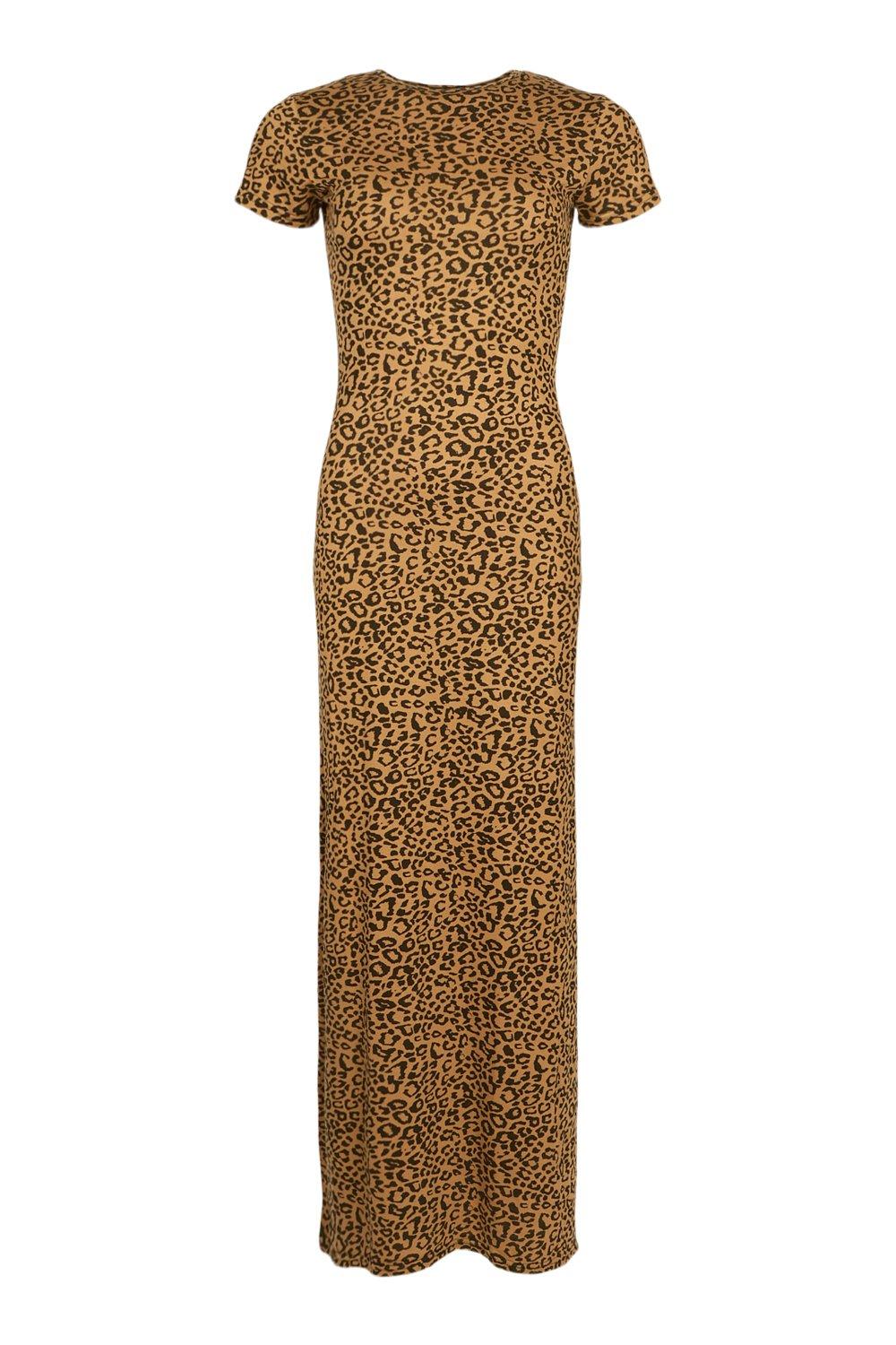 leopard print split leg dress