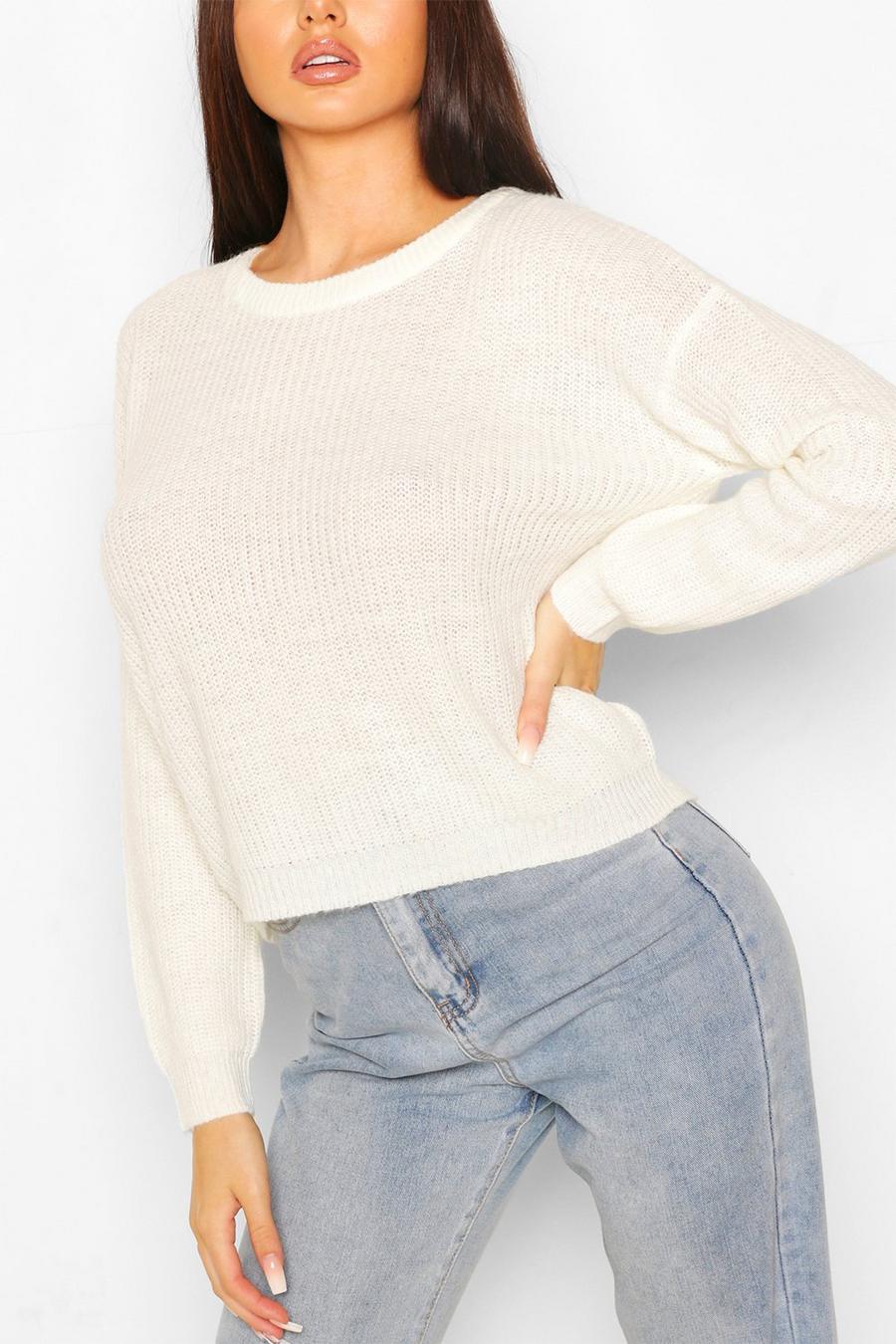 Ivory Loose Rib Knit Sweater image number 1