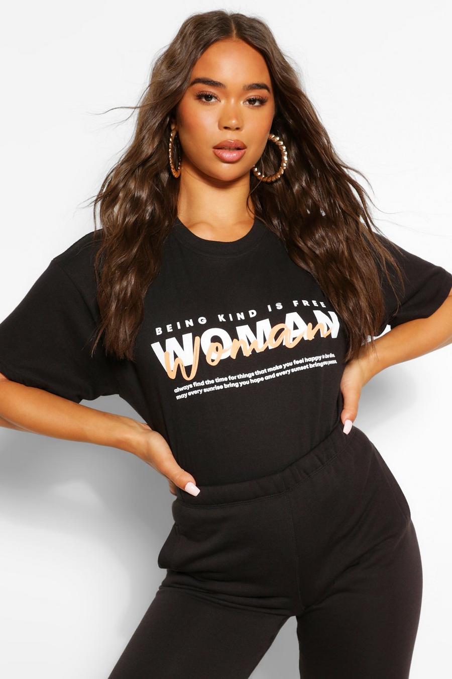 Black Woman "Being Kind Is Free" T-shirt med tryck image number 1