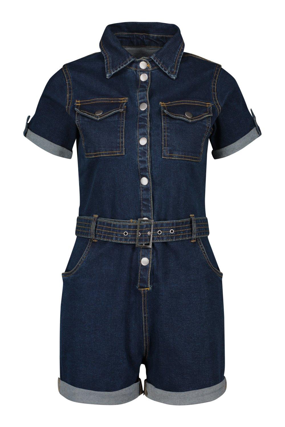 fitted denim playsuit