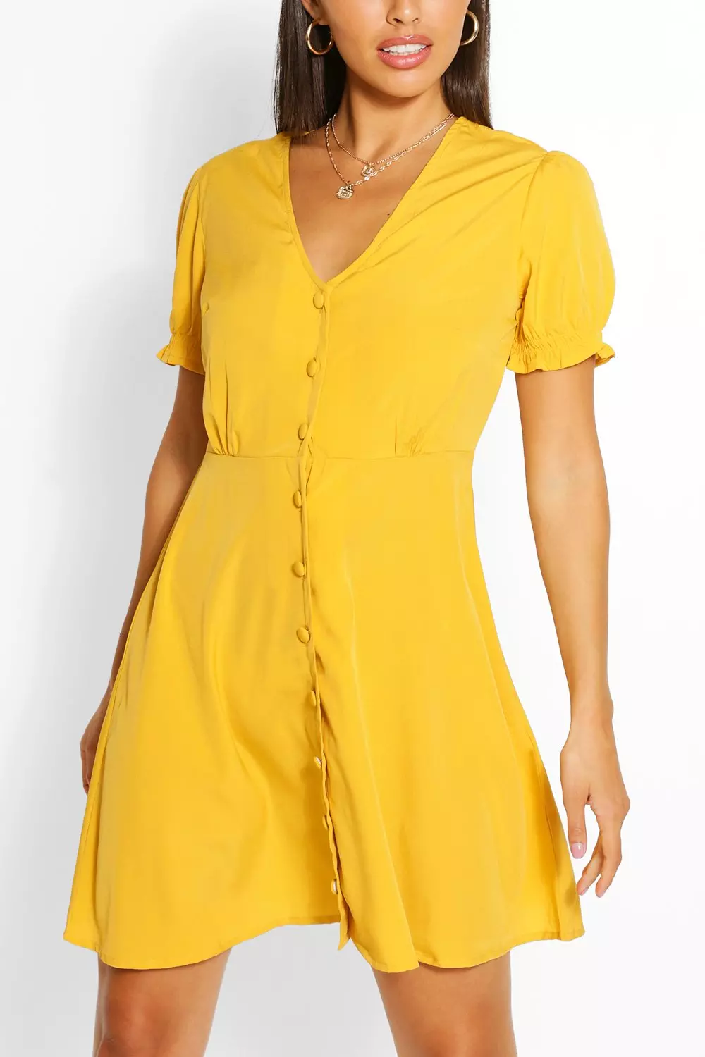 Button through skater clearance dress