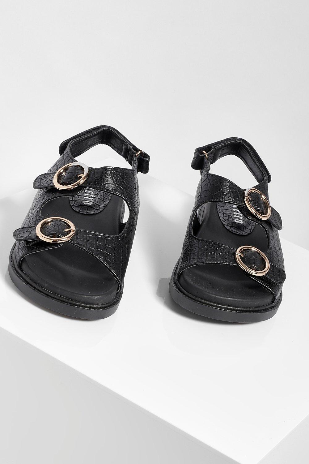 chunky black buckle sandals