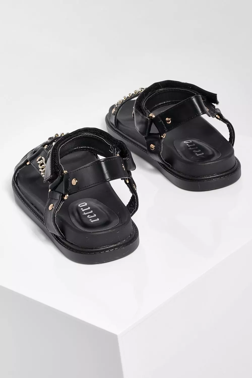 Sporty sales black sandals