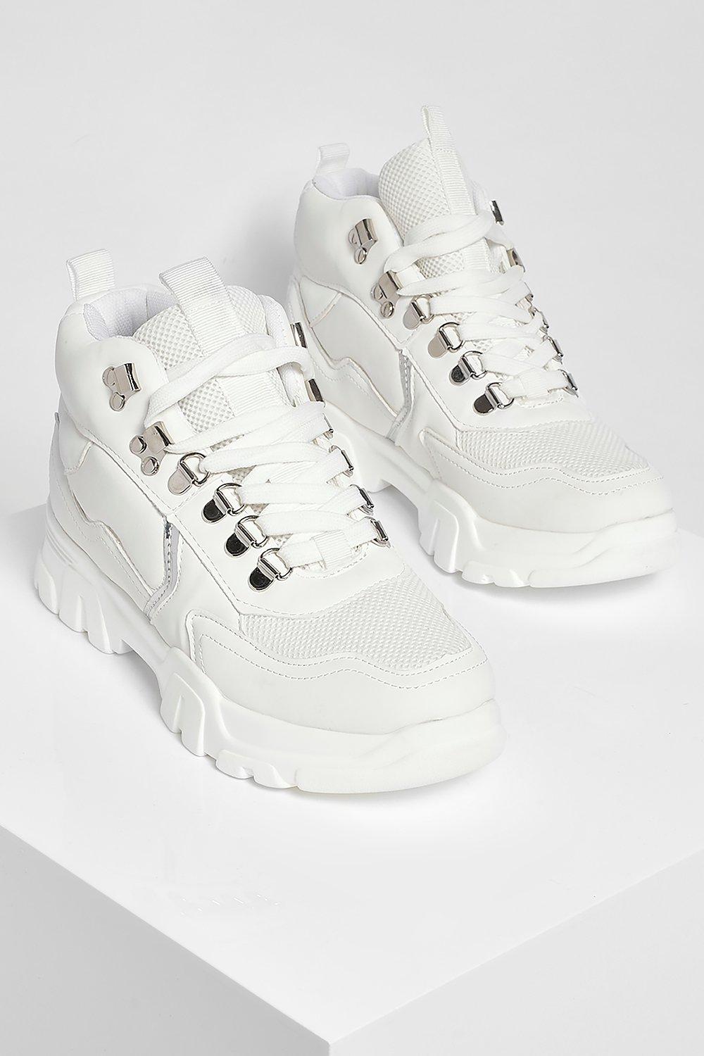 white chunky high top sneakers