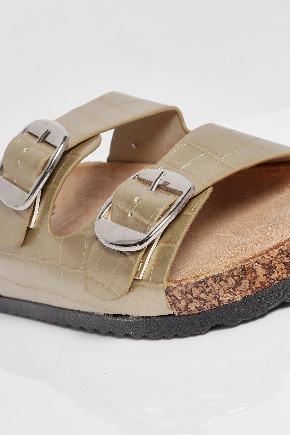 double strap footbed sliders