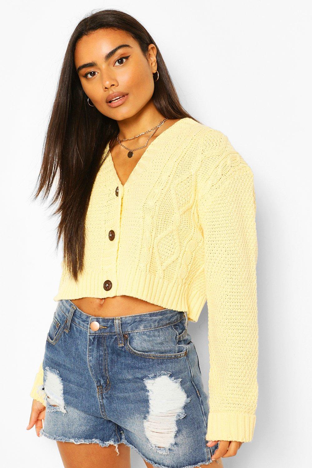 v neck cable knit cardigan