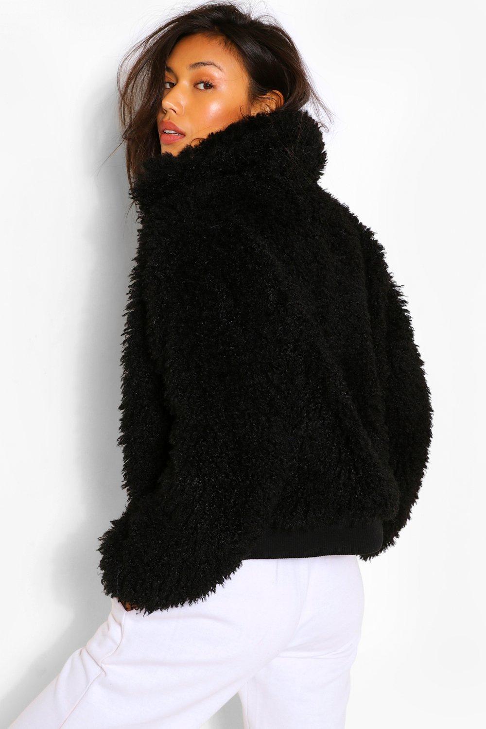 Black teddy hotsell faux fur jacket