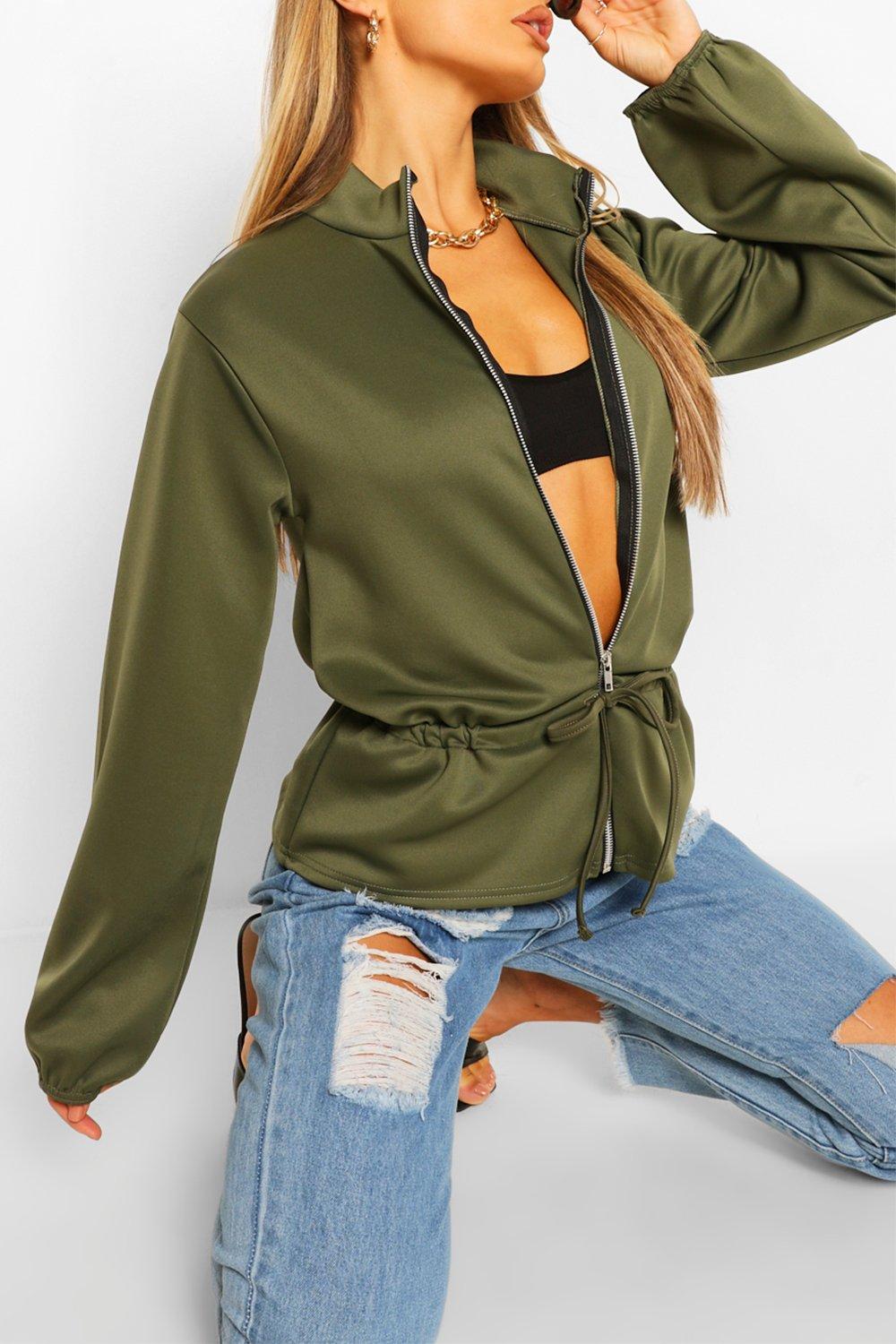 Peplum Detail Bomber Jacket