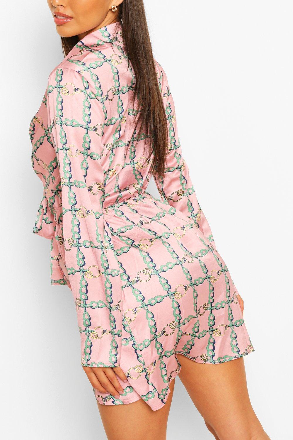 boohoo chain print shirt dress