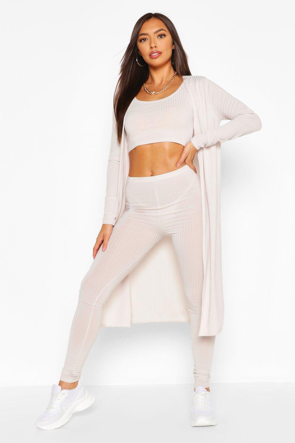 white ribbed co ord set