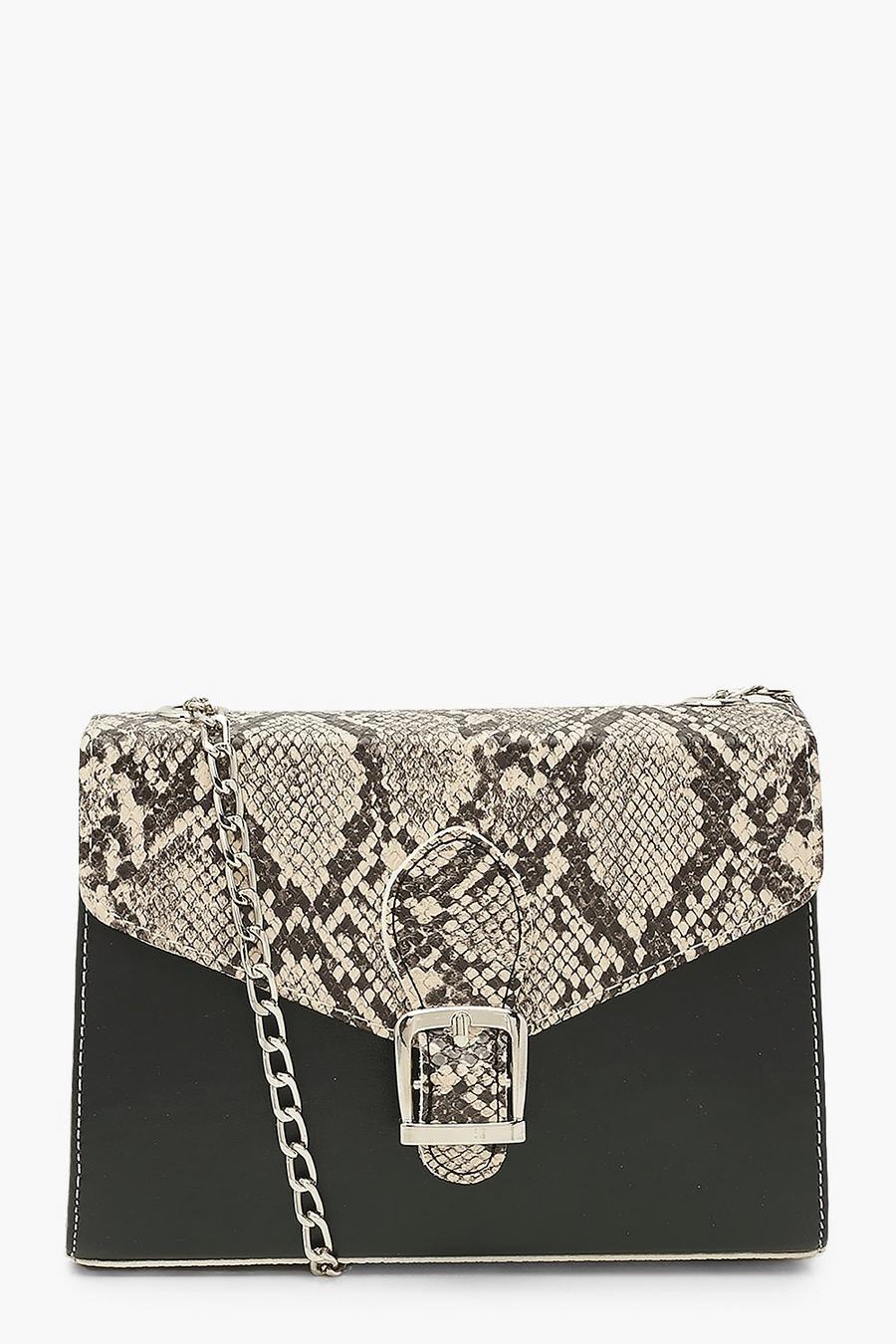 Natural Snake And Pu Buckle Cross Body Bag image number 1