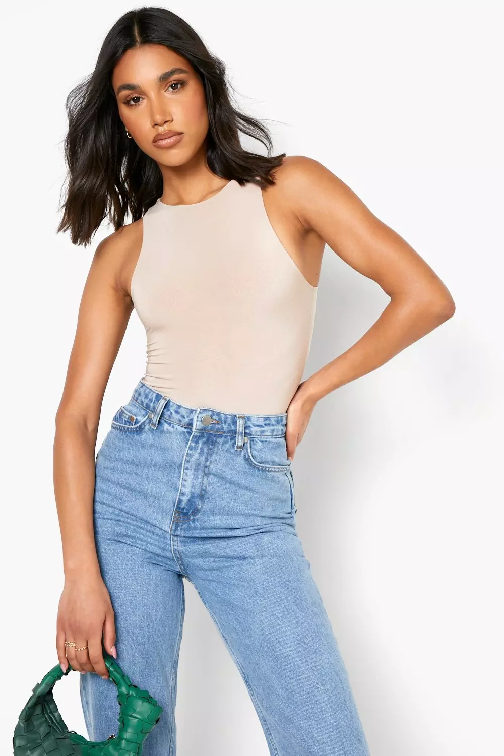 Taupe Double Layer Bodysuit alternative image