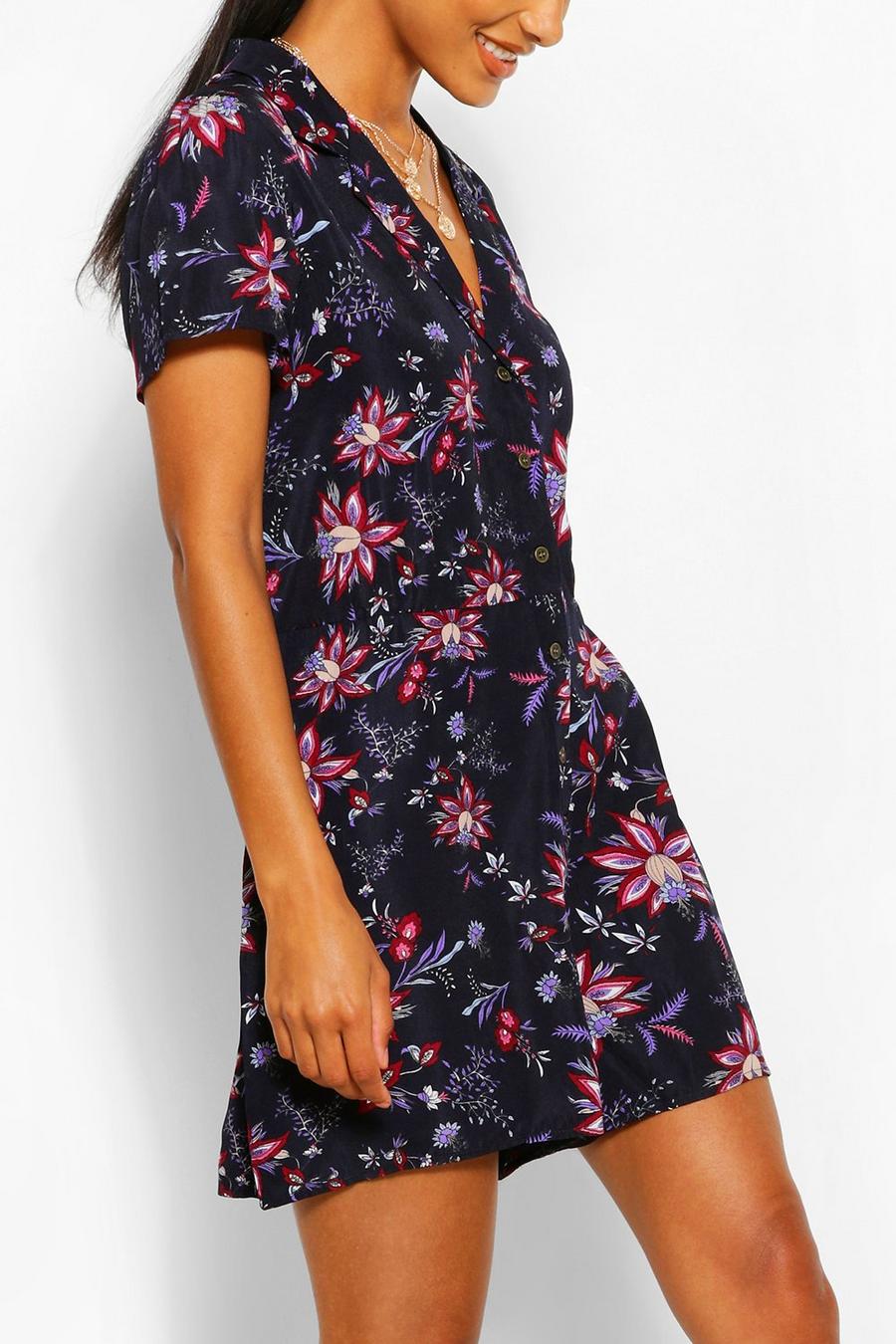 Floral Button Through Woven Flippy Playsuit image number 1