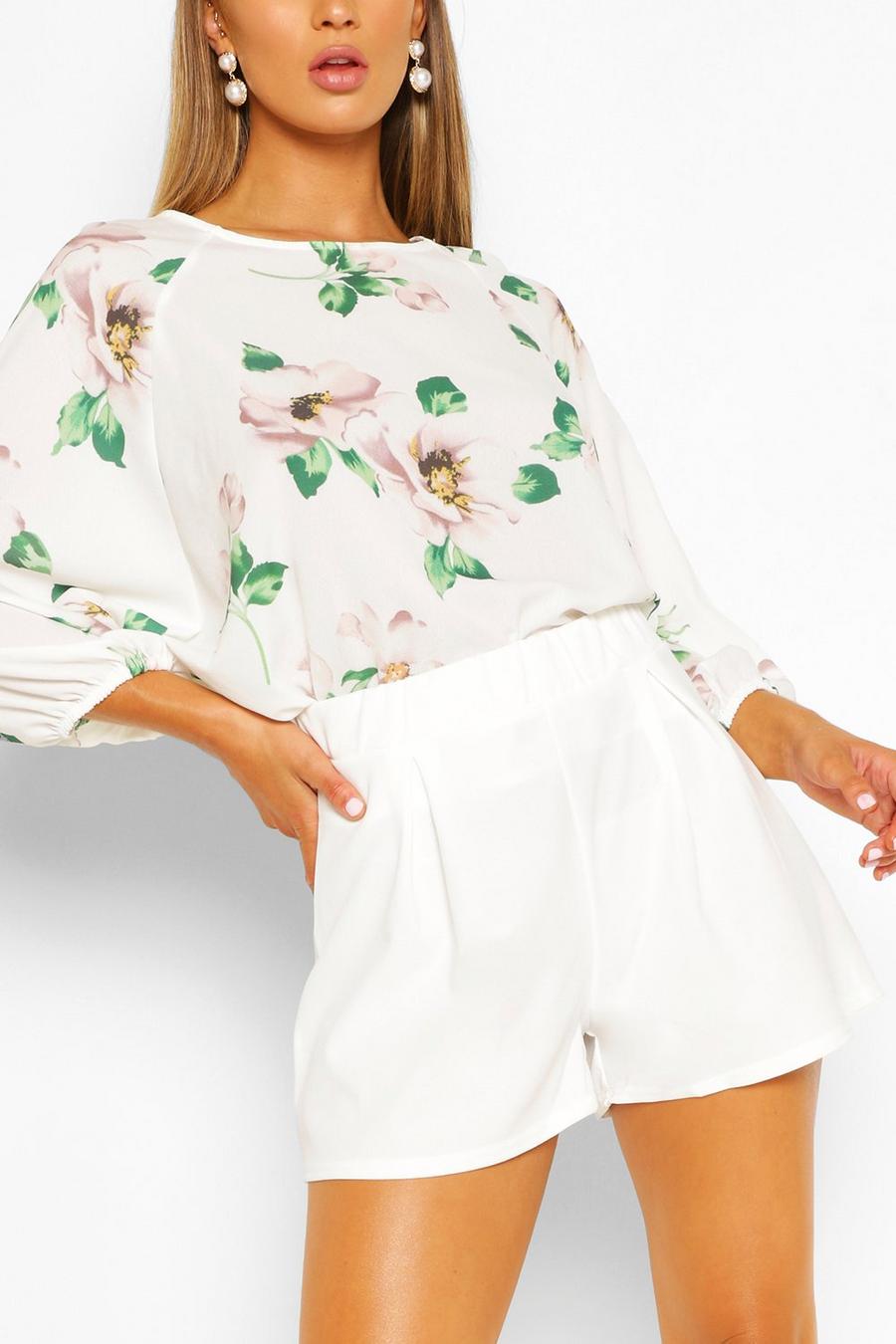 White Floral Print Batwing Sleeve Blouse image number 1