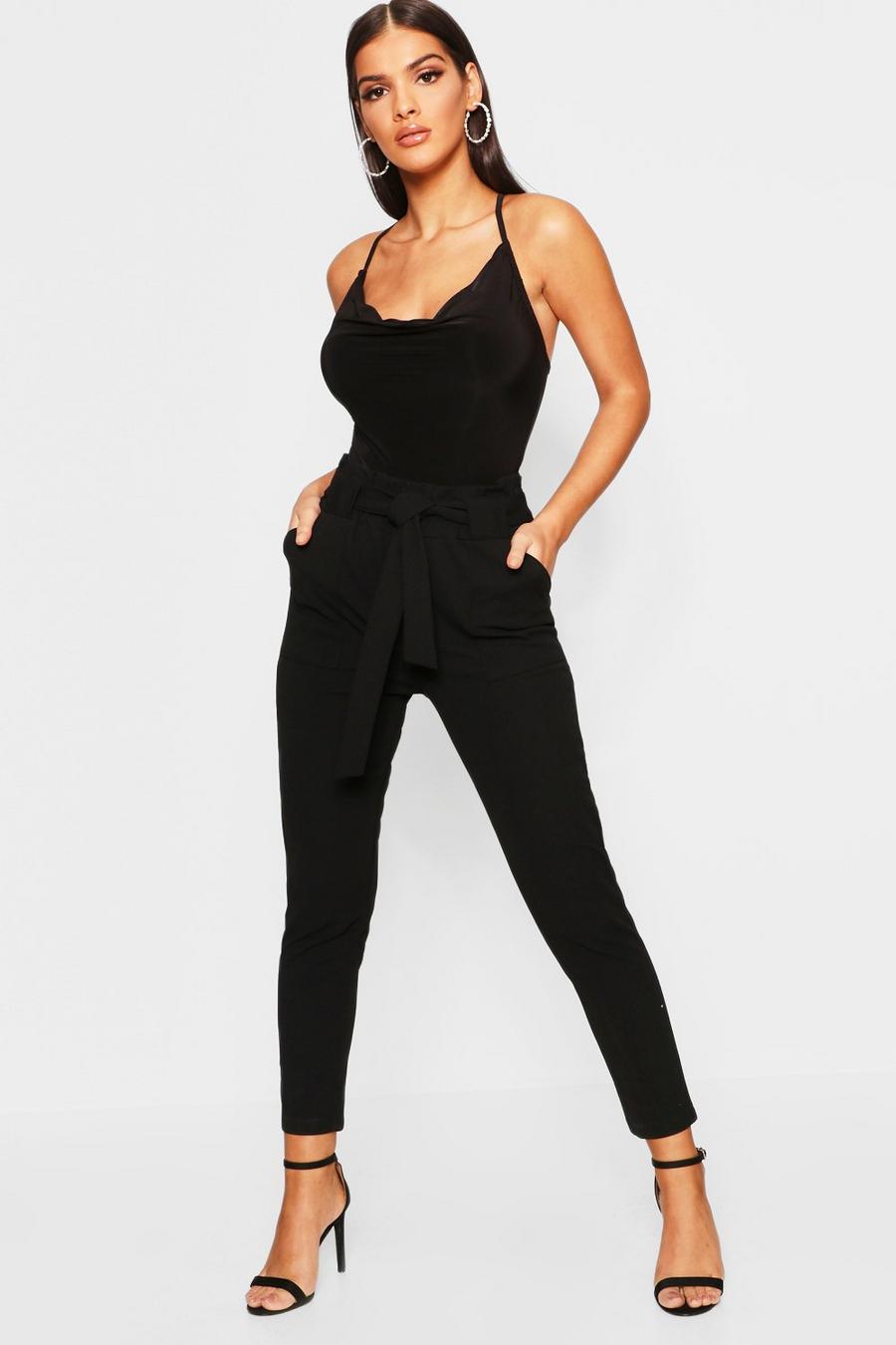 Black Paperbag Waist Trousers image number 1