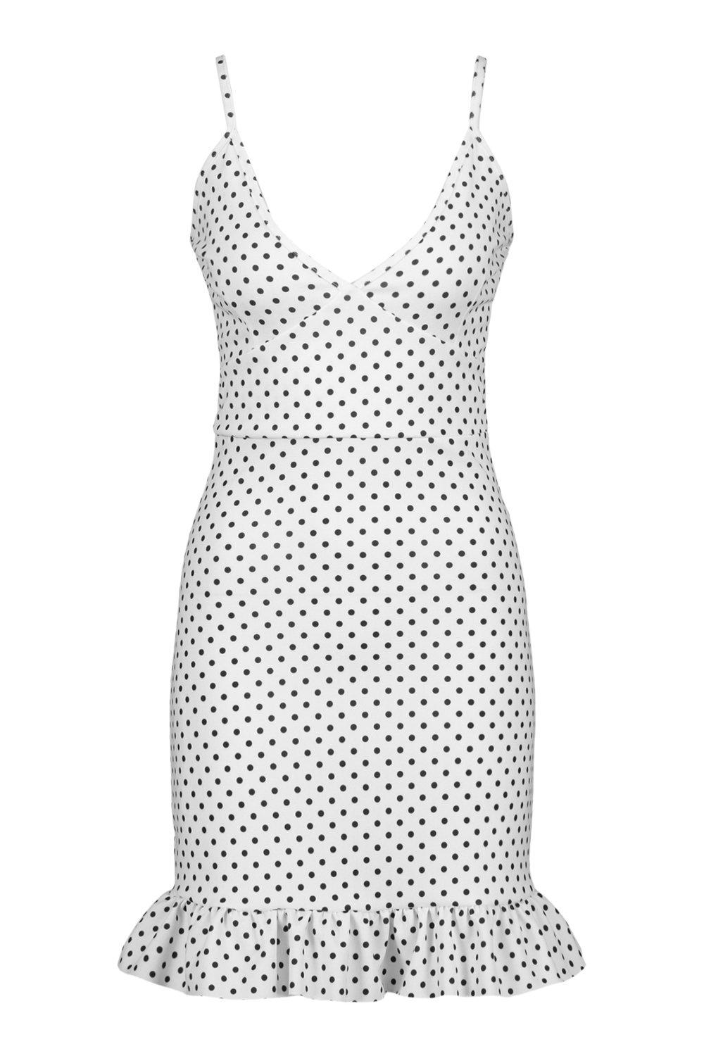 polka dot ruffle hem dress