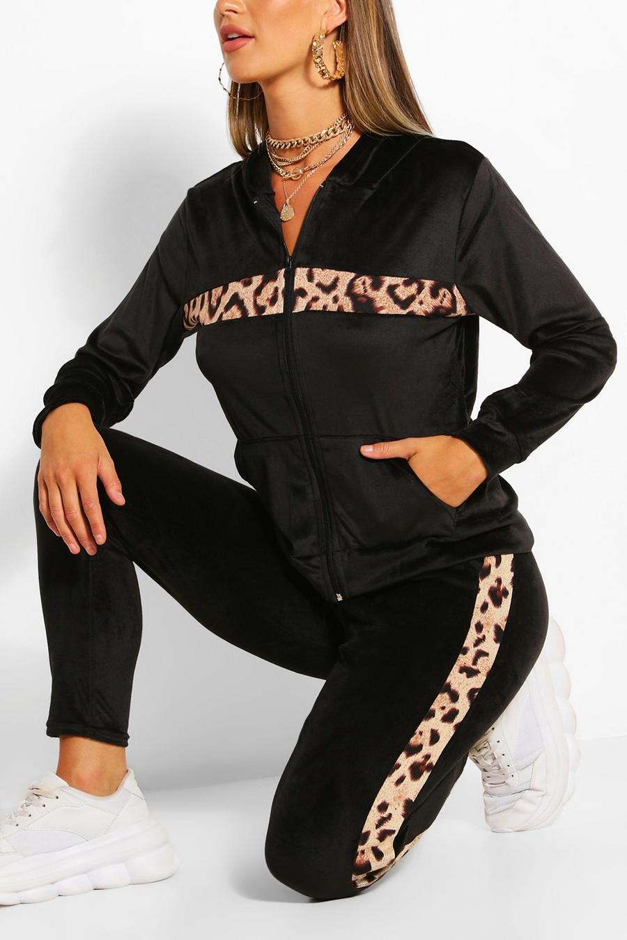 Camiseta con colores en bloque y estampado de leopardo, Negro image number 1