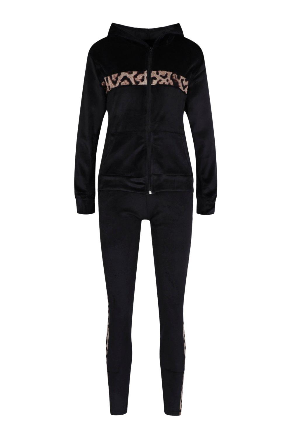 Leopard Print Colour Block Tracksuit