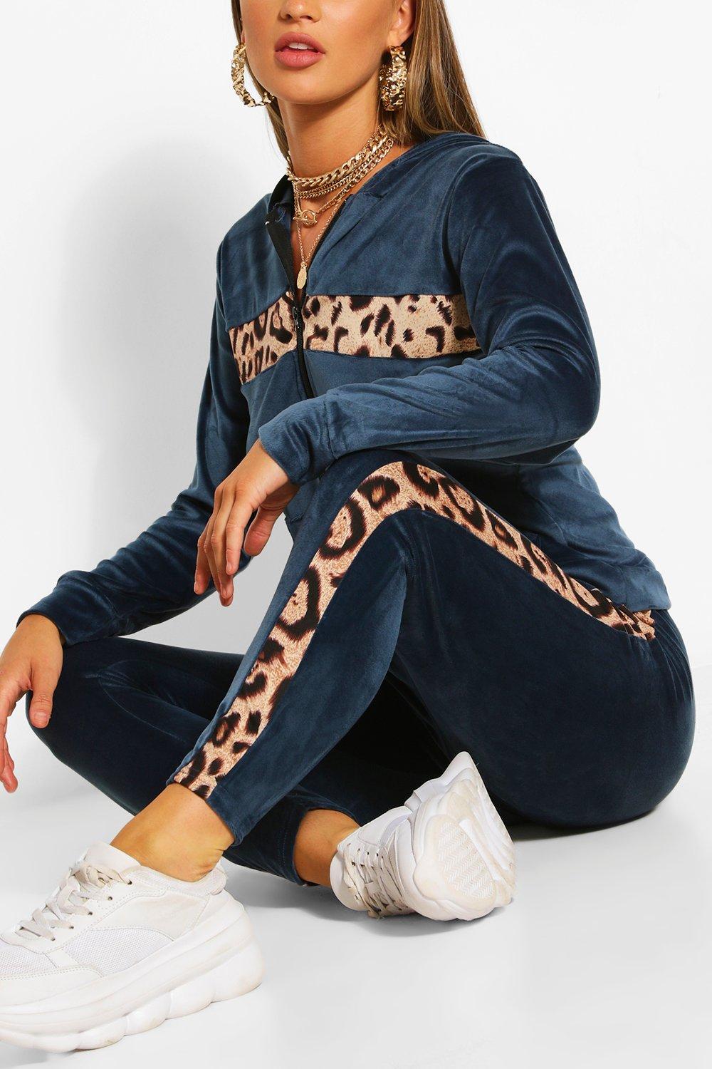 Leopard Print Colour Block Tracksuit