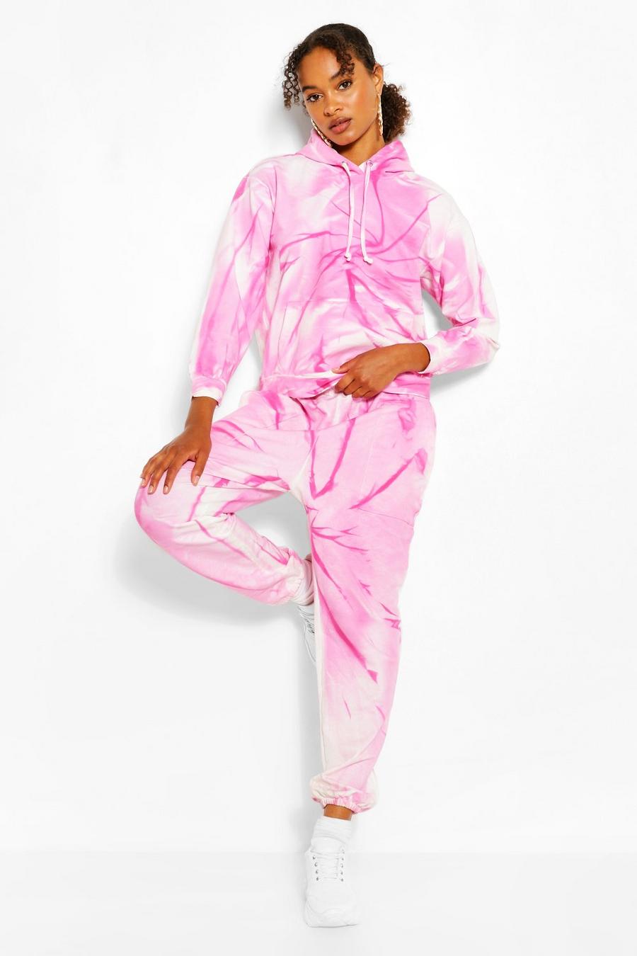 Pink מכנסי ריצה אוברסייז בצביעת טאי-דאי image number 1