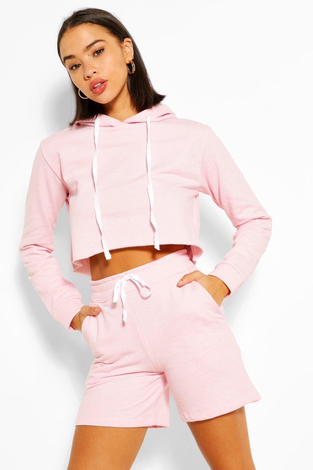 Crop hoodie and shorts set sale