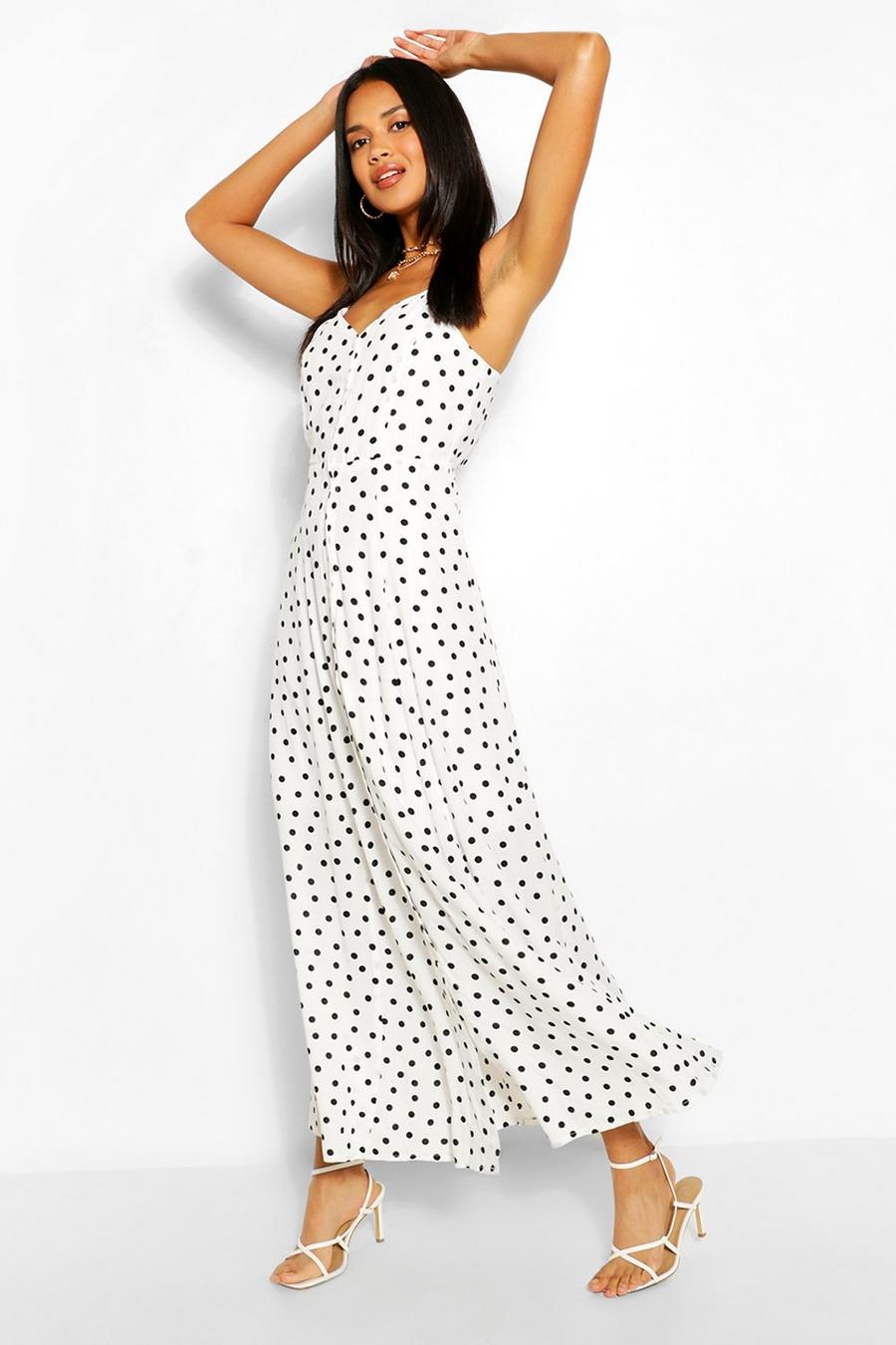 Polka Dot Button Strappy Maxi Dress image number 1