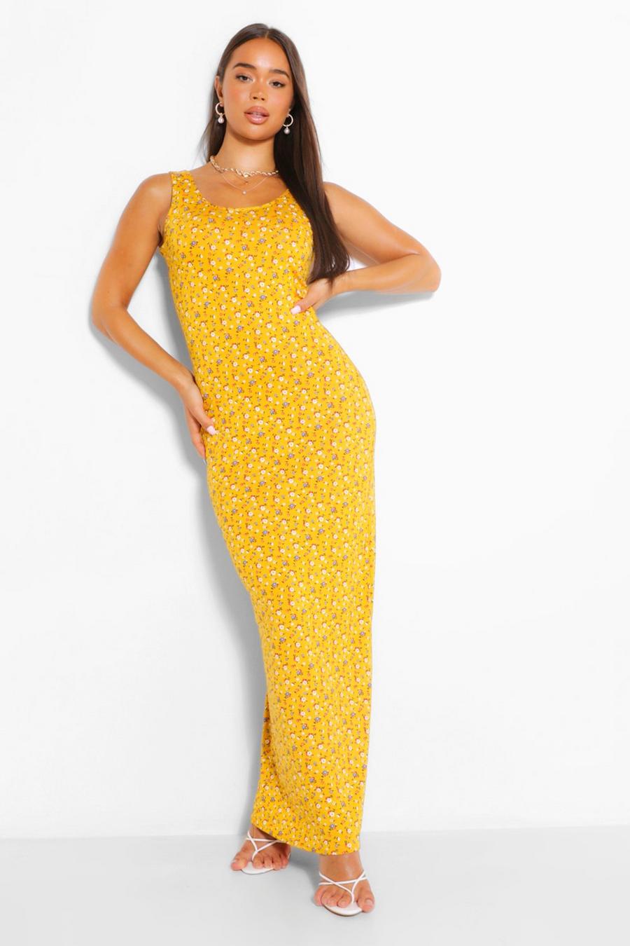 Mustard Ditsy Floral Maxi Dress image number 1