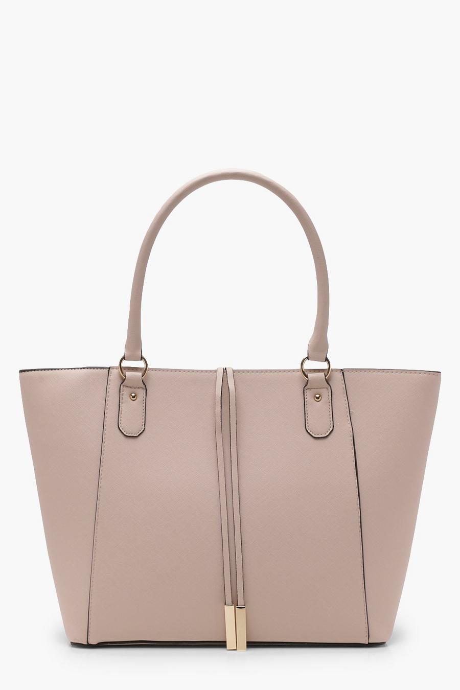 Blush rosa Structured Cross Hatch Tote Bag