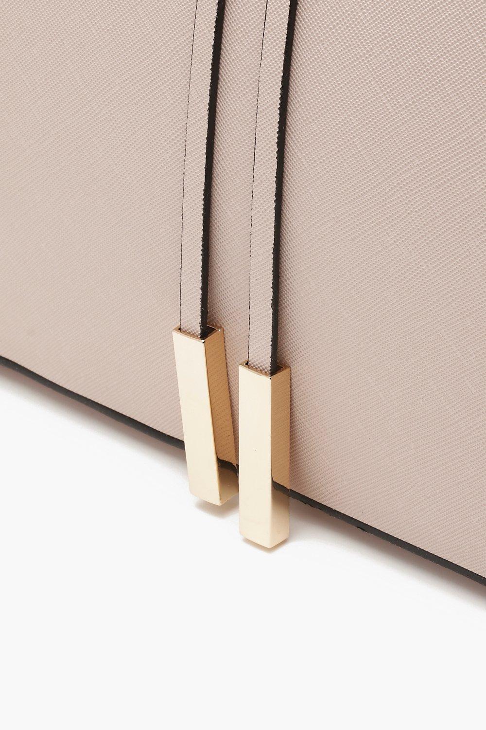 Structured Cross Hatch Tote Bag boohoo