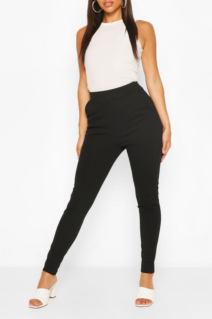 Pantalones skinny casual con detalle de bolsillo en tonos pastel, Negro image number 1