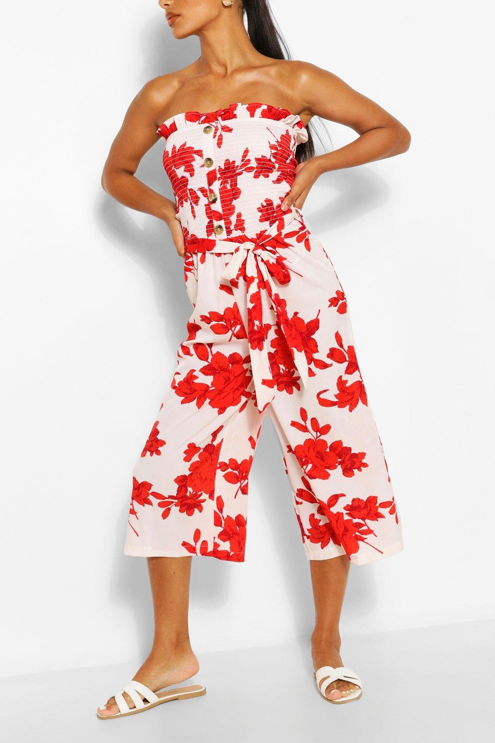 power of love red strapless jumpsuit