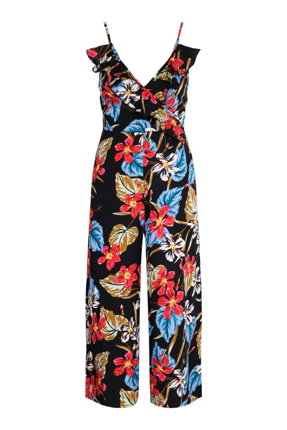 Floral Print Strappy Culotte Jumpsuit