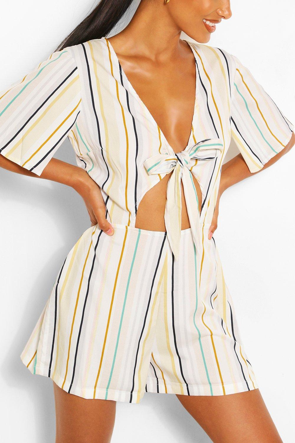 boohoo striped playsuit