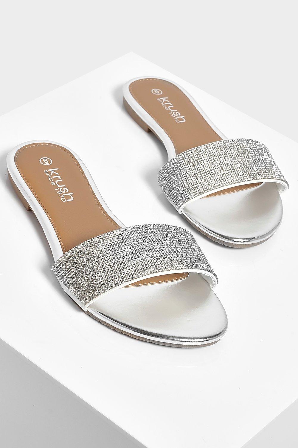 Womens best sale sliders diamante